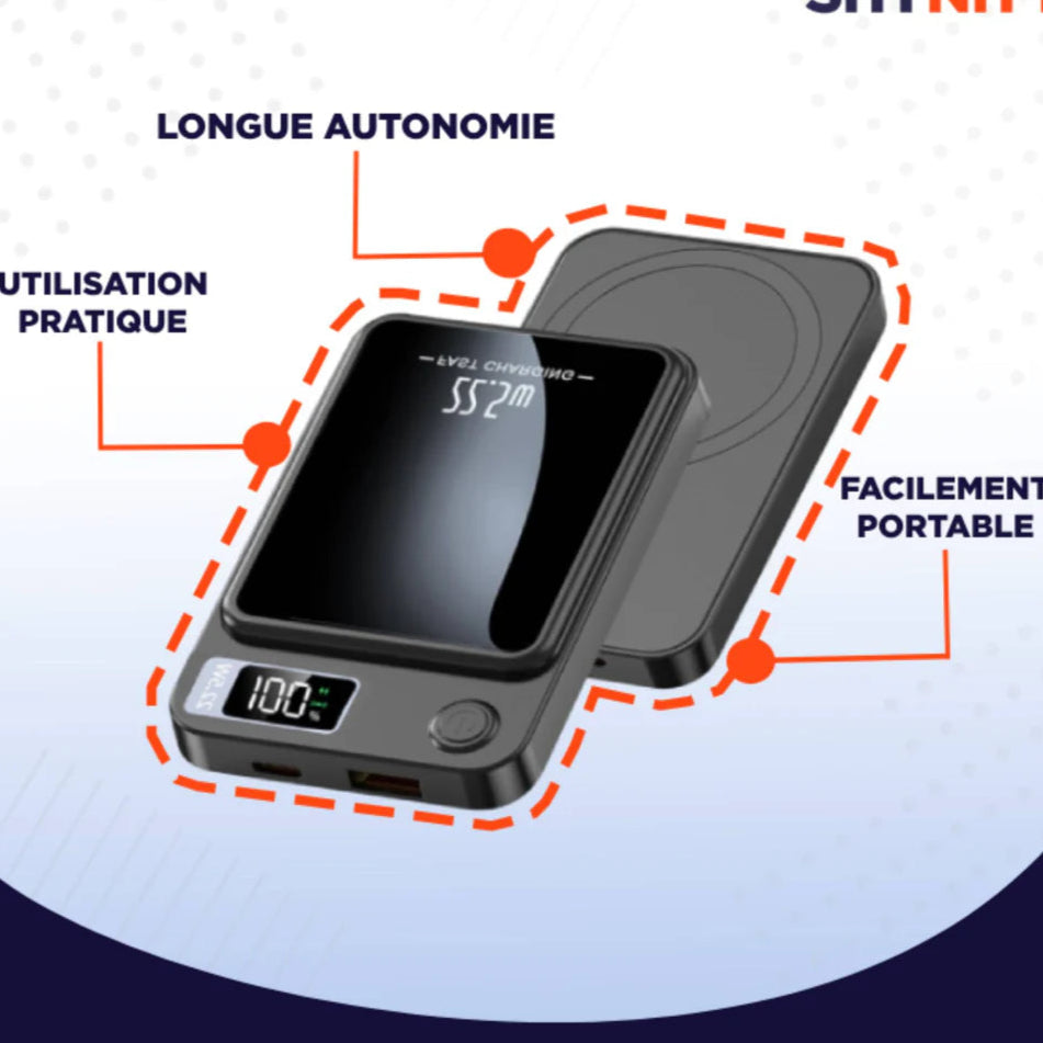 OUABAHAS™ - ChargeMax : Batterie Externe Magnétique Ultra-Puissante