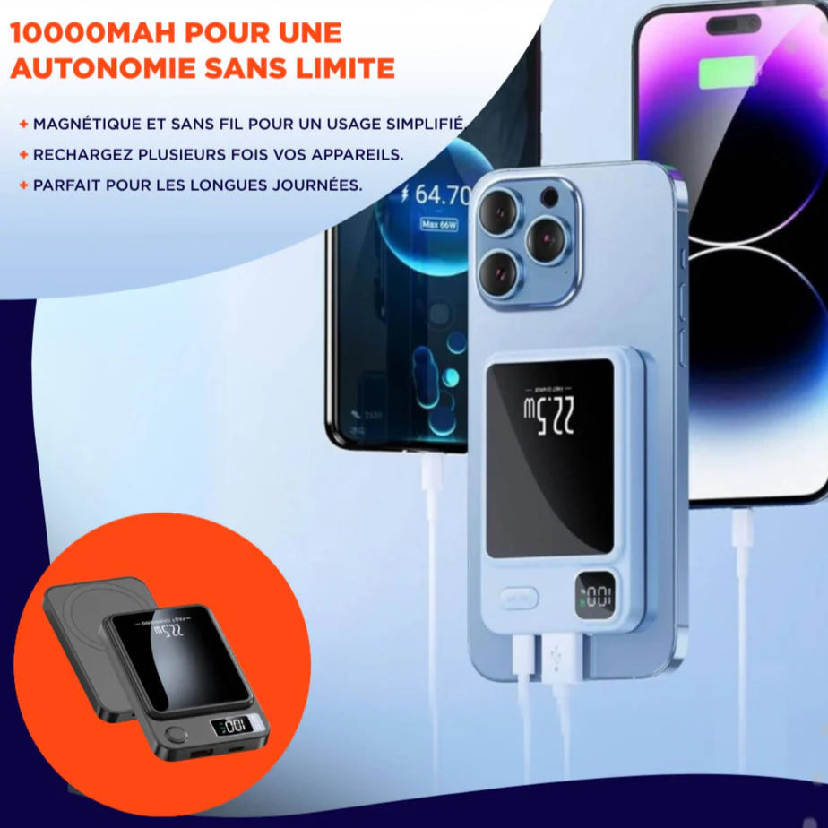 OUABAHAS™ - ChargeMax : Batterie Externe Magnétique Ultra-Puissante