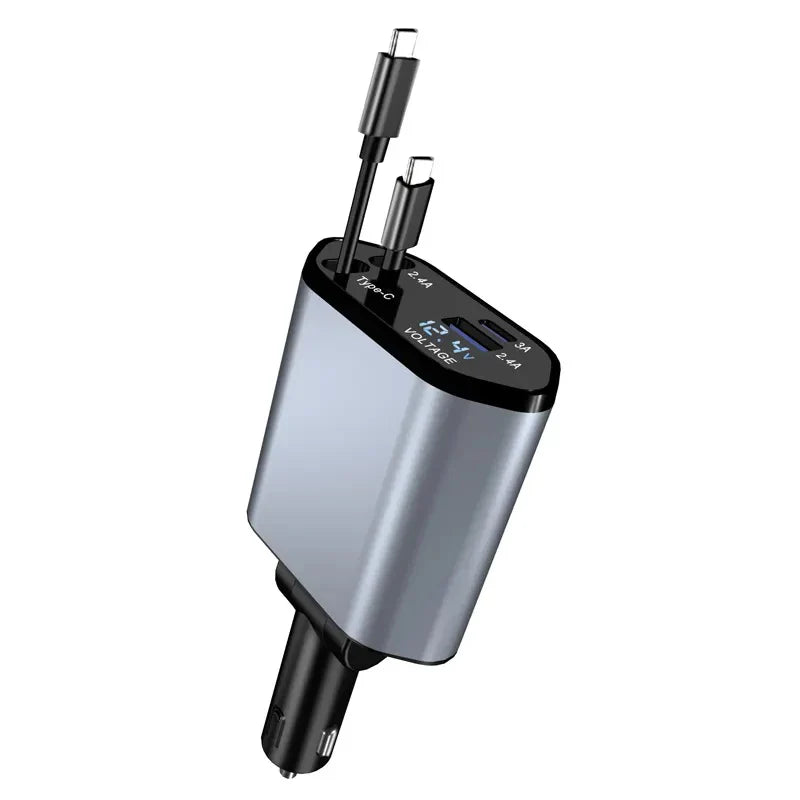 FlexiCharge™ – Chargeur de Voiture Rétractable et Polyvalent