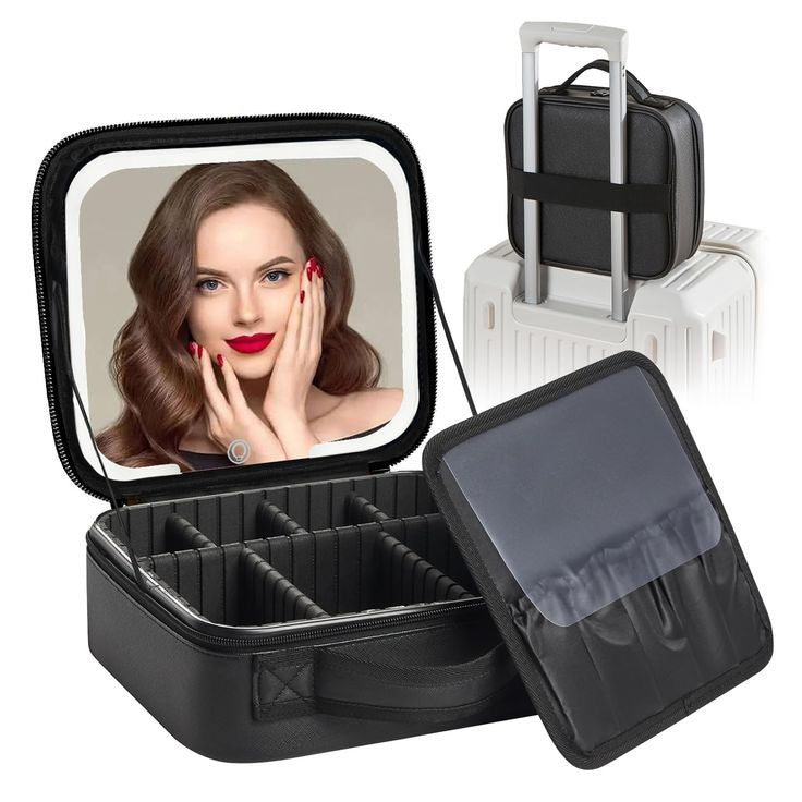 Ouabahas™ - Luxe Nomade : Le Sac de Maquillage avec Miroir LED pour une Beauté Parfaite Partout !