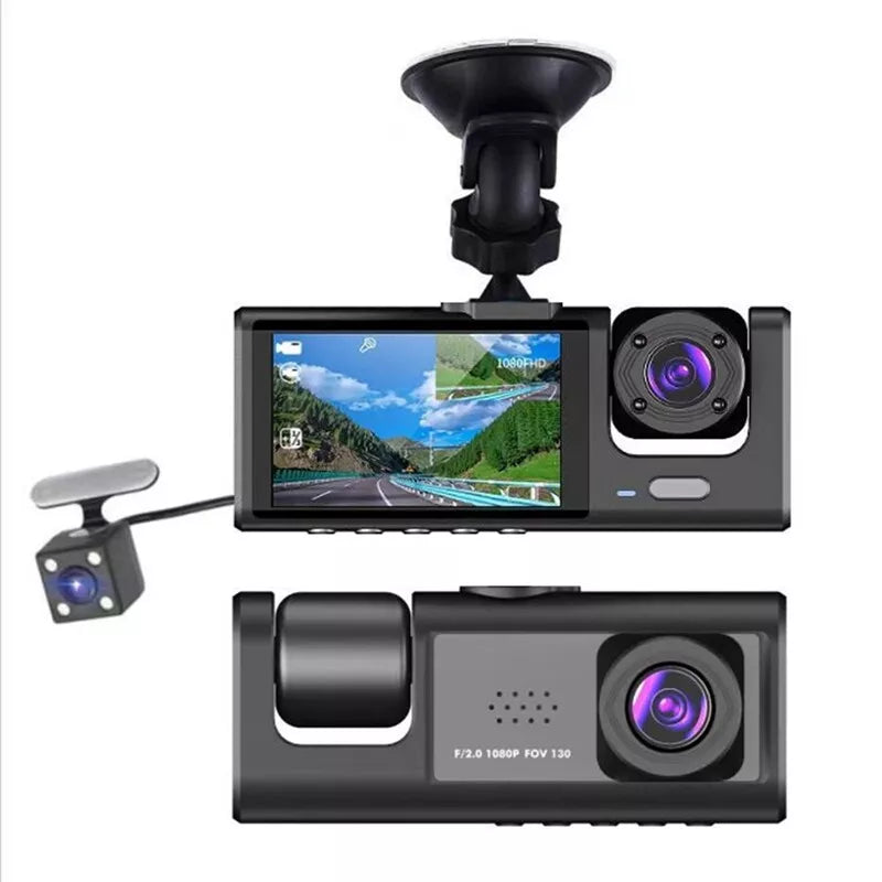 Ouabahas™ - SecureSight 360 : DashCam Haute Définition à 3 Canaux