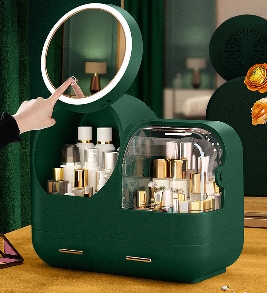 Ouabahas™ - ChicMirror: Organisateur Cosmétiques avec Miroir Rotatif LED