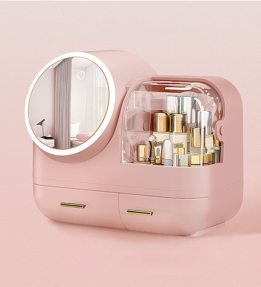 Ouabahas™ - ChicMirror: Organisateur Cosmétiques avec Miroir Rotatif LED