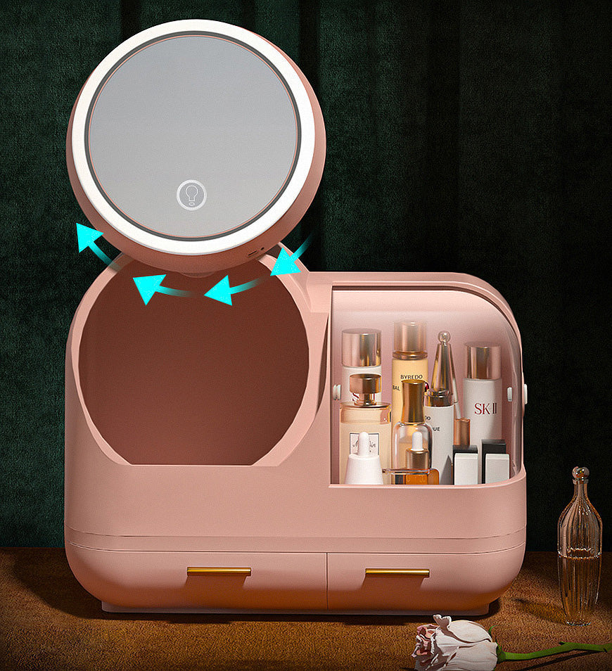 Ouabahas™ - ChicMirror: Organisateur Cosmétiques avec Miroir Rotatif LED