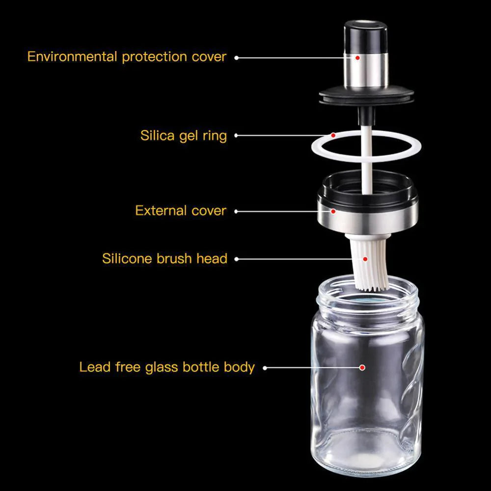 Ouabhas™ - Ensemble de 3 Bouteilles d'Assaisonnement en Verre avec Couvercle et Cuillère