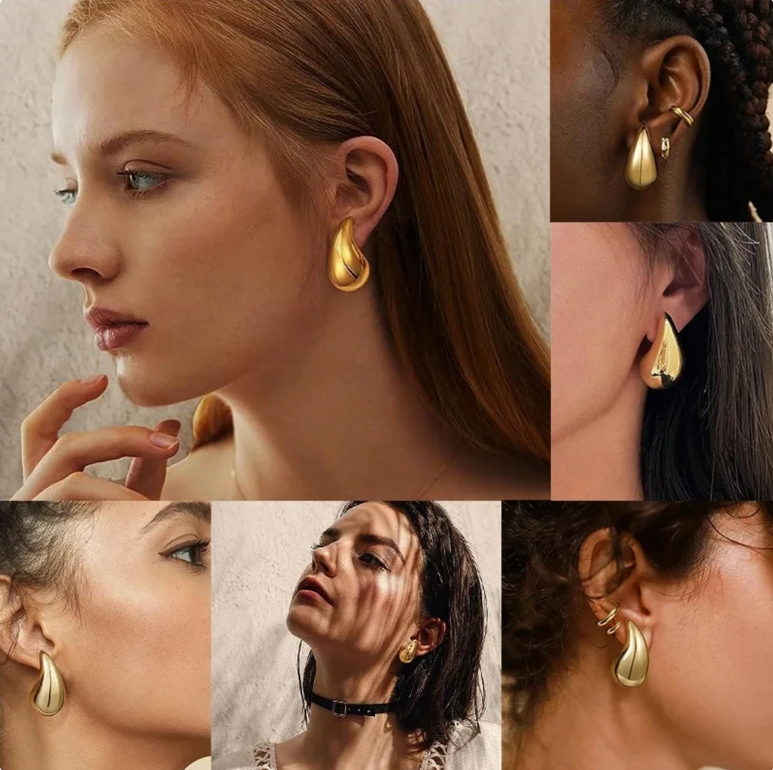 Ouabhas™ - Boucles d'Oreilles Éclat Doré et Collier : Modèle Gouttes