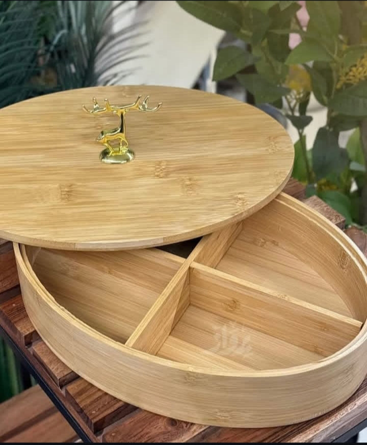 Oubahas™  - Renne Gourmet : Boîte de Service Élégante en Bambou