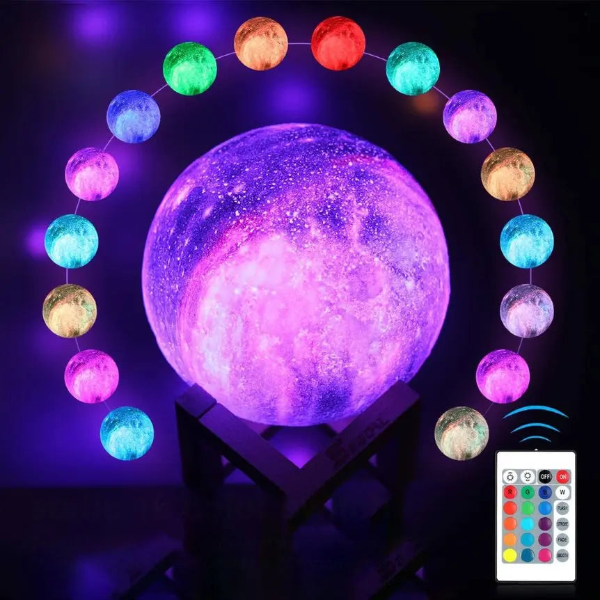 Ouabahas™ - Lampe Lune 3D Sans Fil - Éclairez Votre Intérieur avec 16 Modes de Lumière Magiques