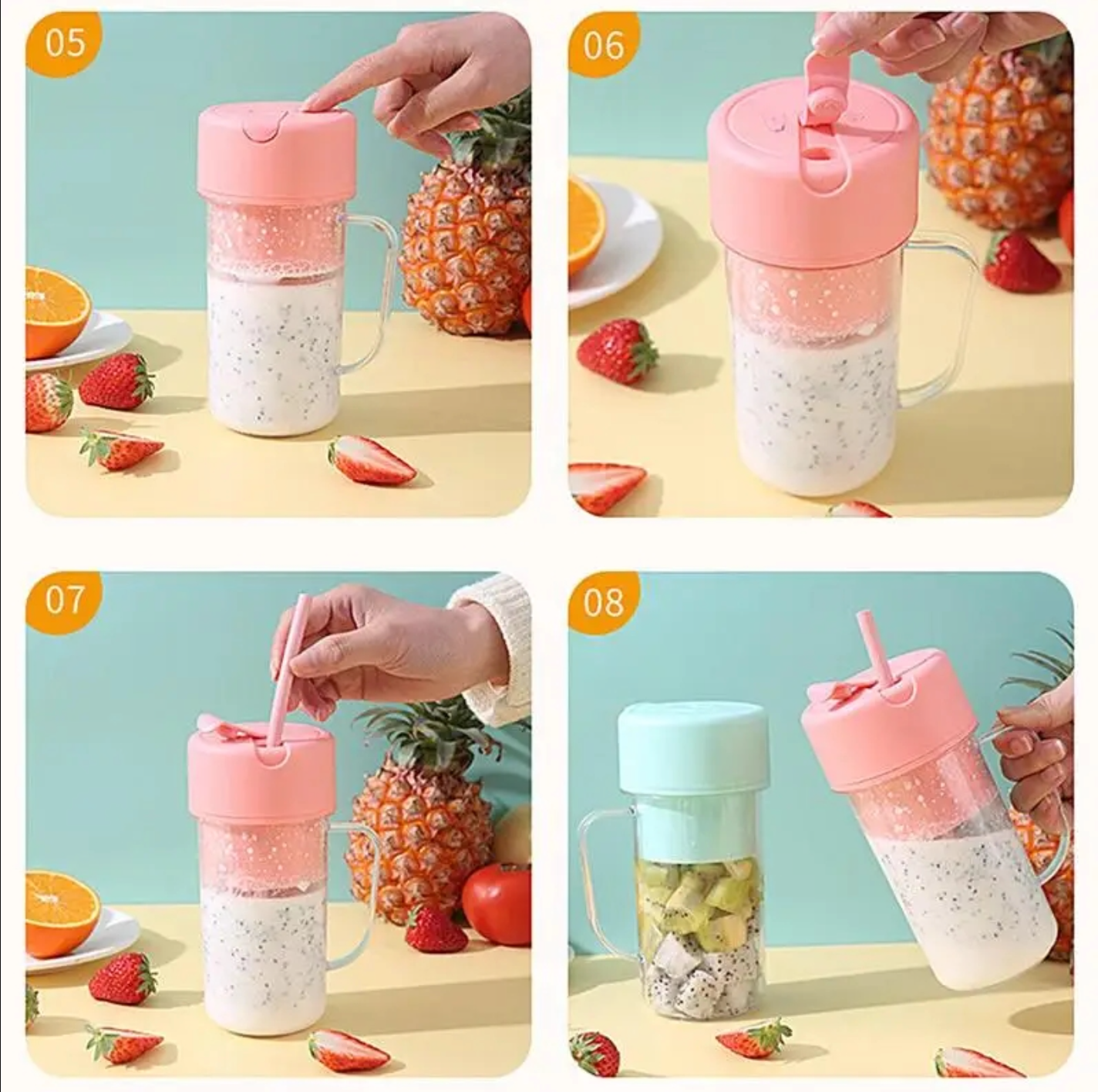 Ouabahas™ - Mixeur Portable Rechargeable : Smoothies et Jus Frais en Un Clin d'Œil