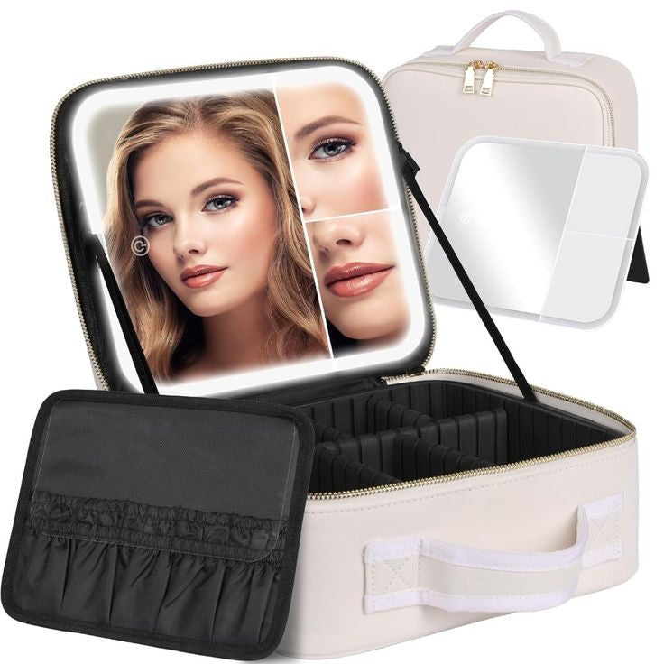 Ouabahas™ - Luxe Nomade : Le Sac de Maquillage avec Miroir LED pour une Beauté Parfaite Partout !