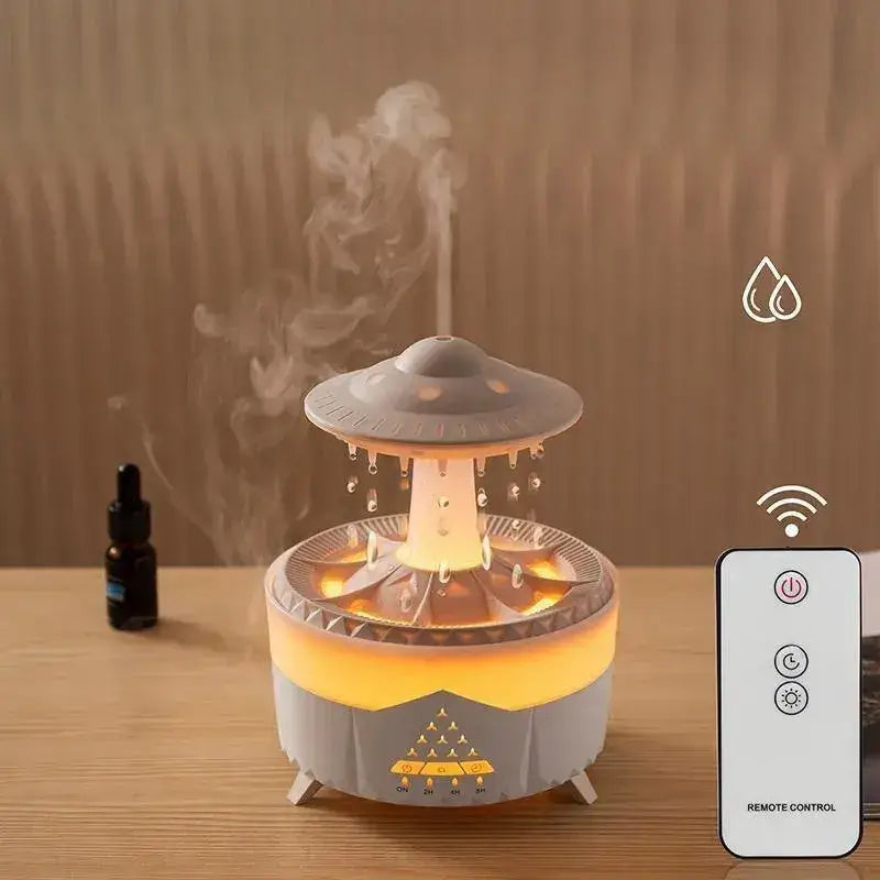 Ouabahas™ - Humidificateur d'Air 3-en-1 avec Diffusion d'Huiles Essentielles et Effet Pluie Relaxant