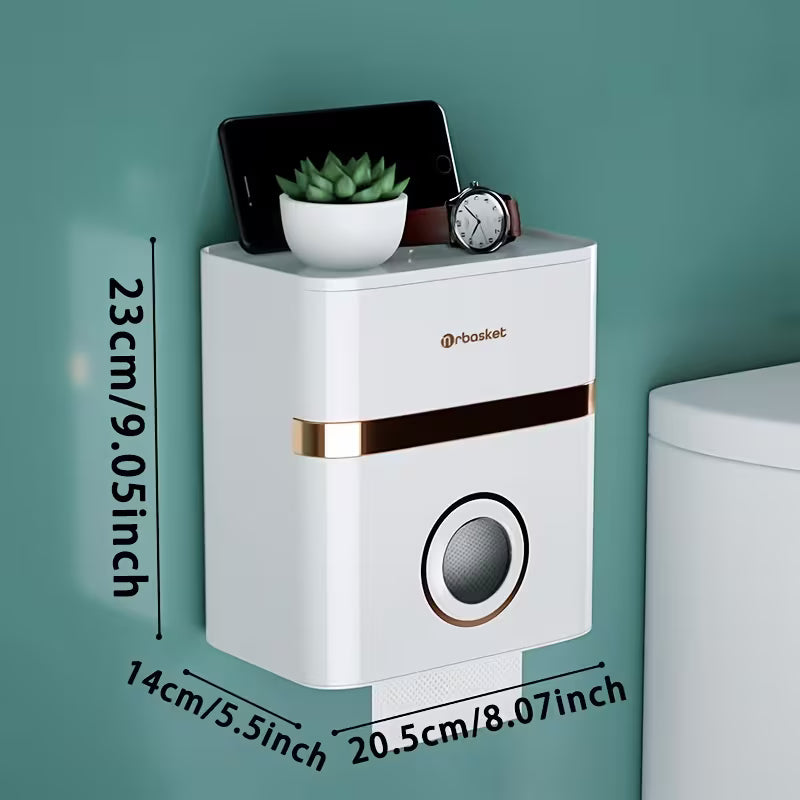 AquaShelf™ - Porte-papier toilette waterproof avec étagère multifonction – design moderne & installation sans perçage